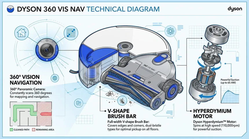 다이슨 360 Vis Nav 기술 다이어그램